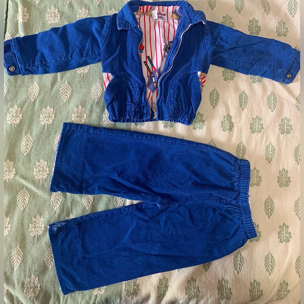 Boys Blue Corduroy Park Bench Kids Set (18 Months)